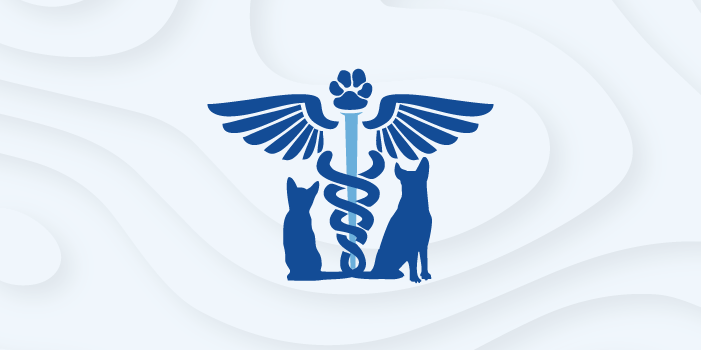 veterinary ethos caduceus image with dog and cat.
